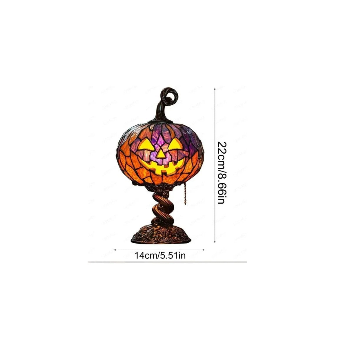 Halloween Stained Glass Style Pumpkin Table Lamp