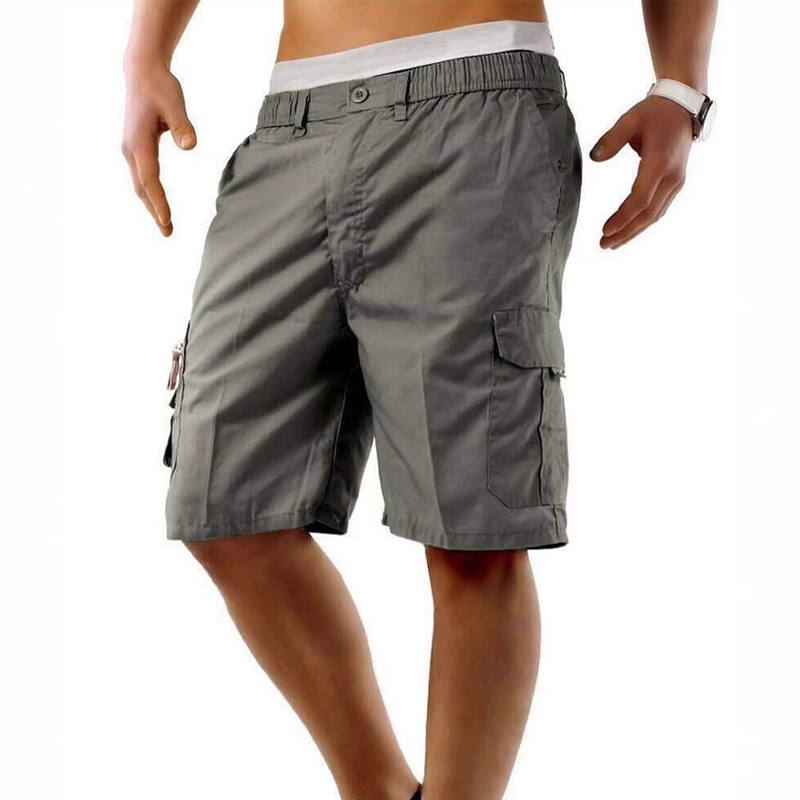 Men's Cargo Shorts – Elastic Waist, Multi-Pocket, Durable