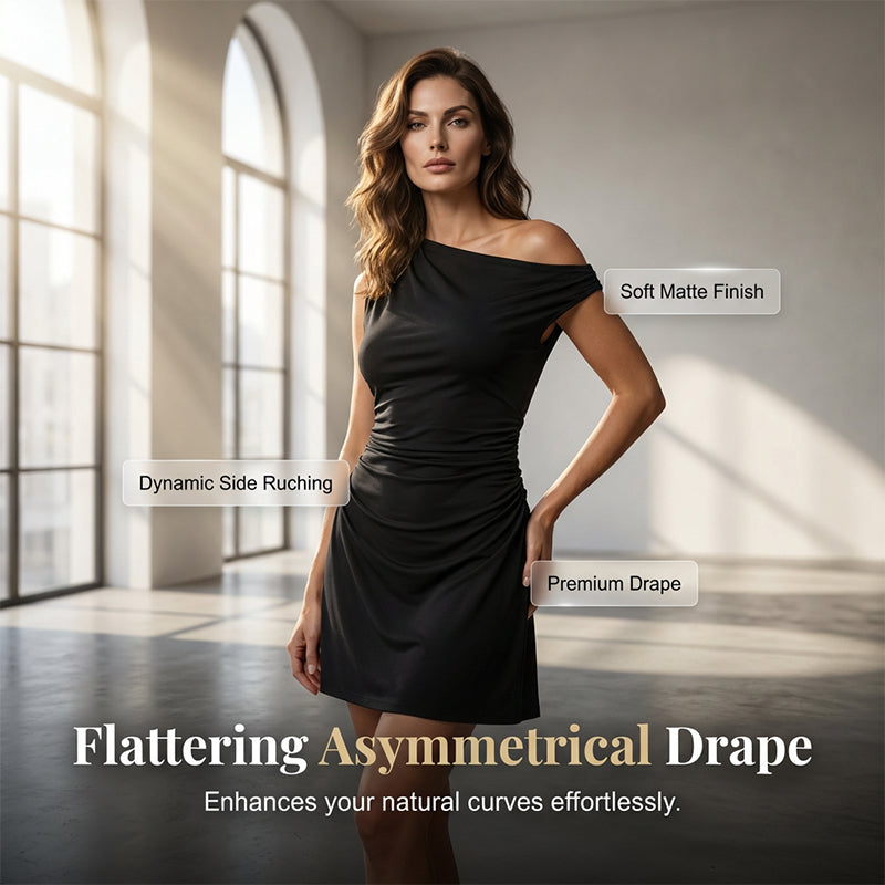 One‑Shoulder Ruched Mini Dress