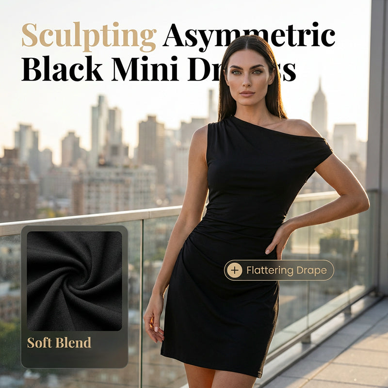 One‑Shoulder Ruched Mini Dress