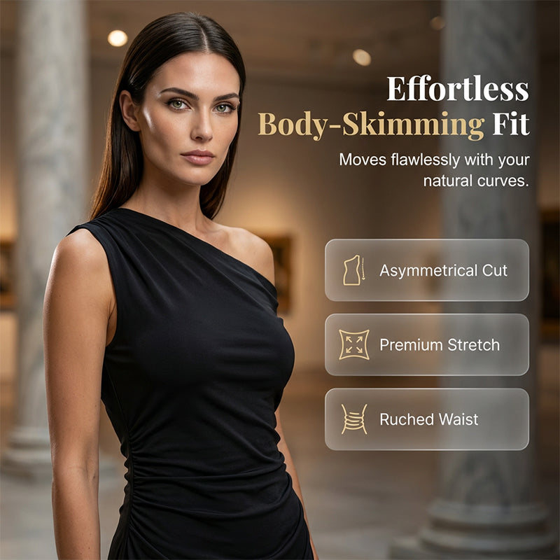 One‑Shoulder Ruched Mini Dress